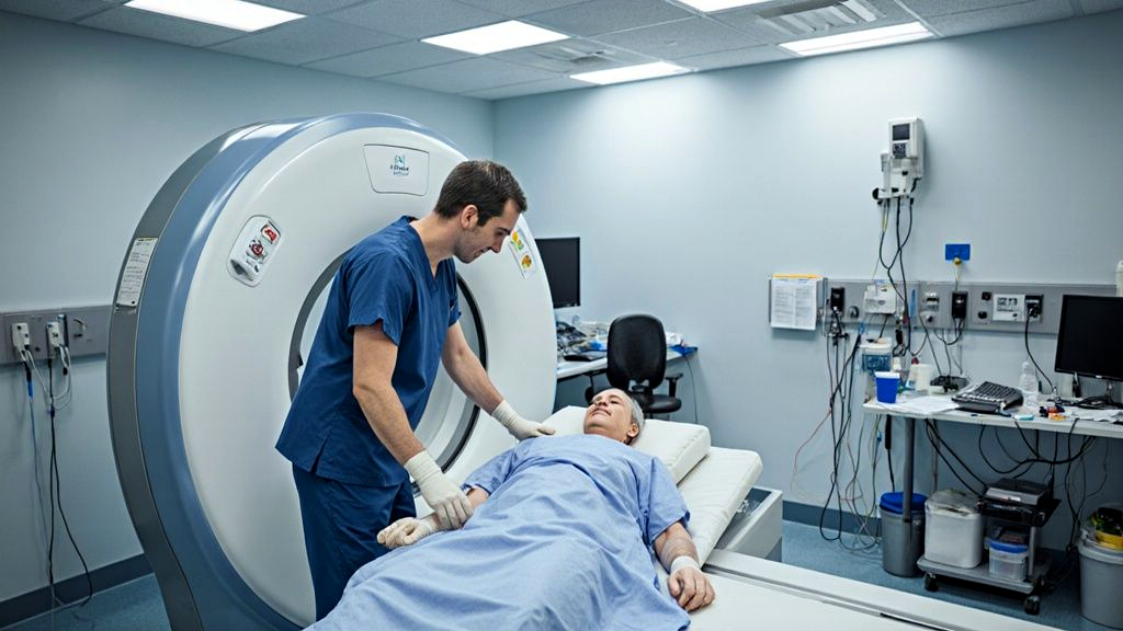 Car crash patient getting a neck CT scan days later, the kind of care personal injury protection helps pay for